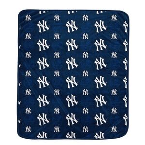 MLB NY YANKEE Super Soft Plush Throw - Navy TEAM LOGO